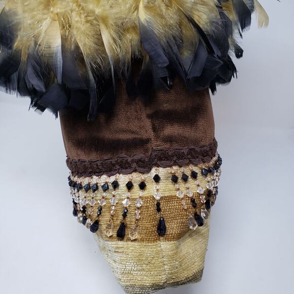 Vintage Handmade Feather Beaded Handbag - Picture 4 of 7